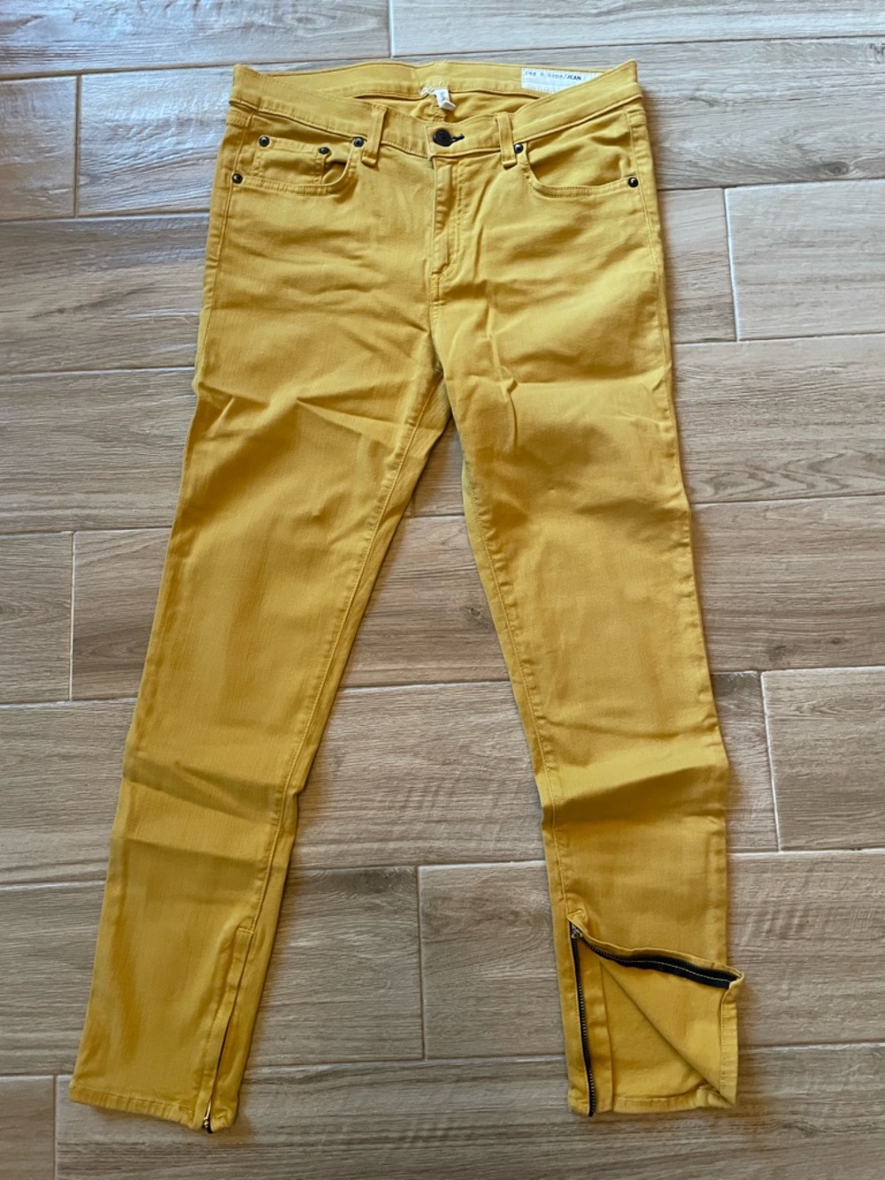 rag & bone mustard yellow capri jeans zipper ankle size 30